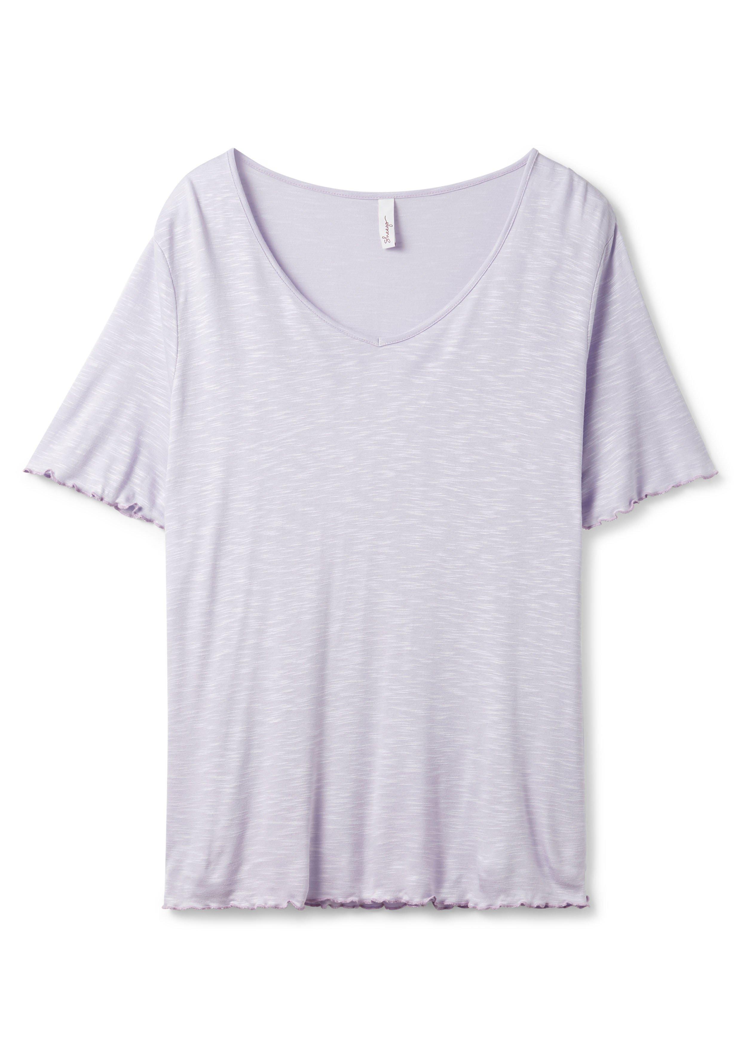 T-Shirt mit V-Ausschnitt und Rollkanten
