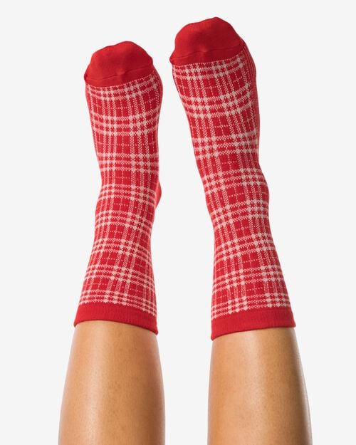 chaussettes rouges carreaux rouge