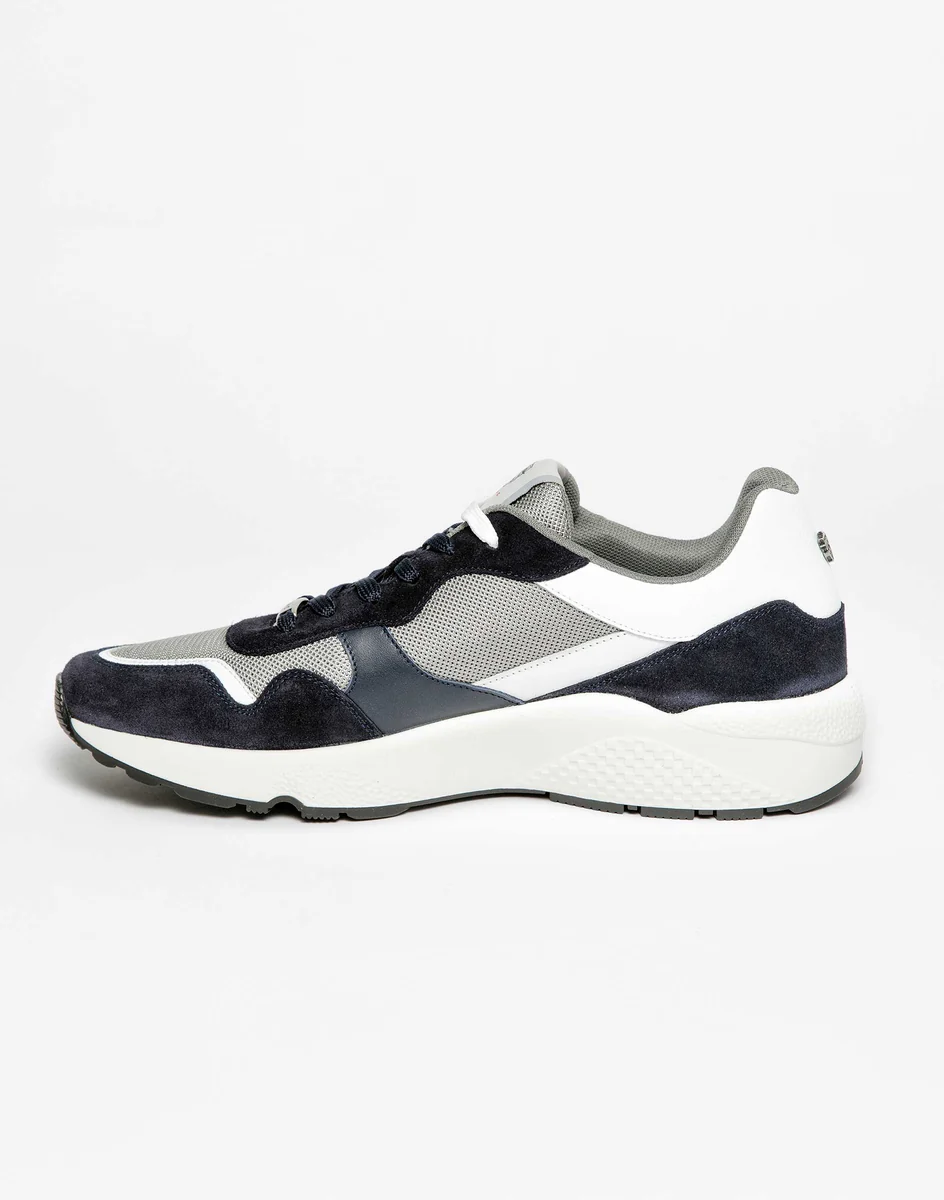 Sneakers cuir lisse et suédé marine