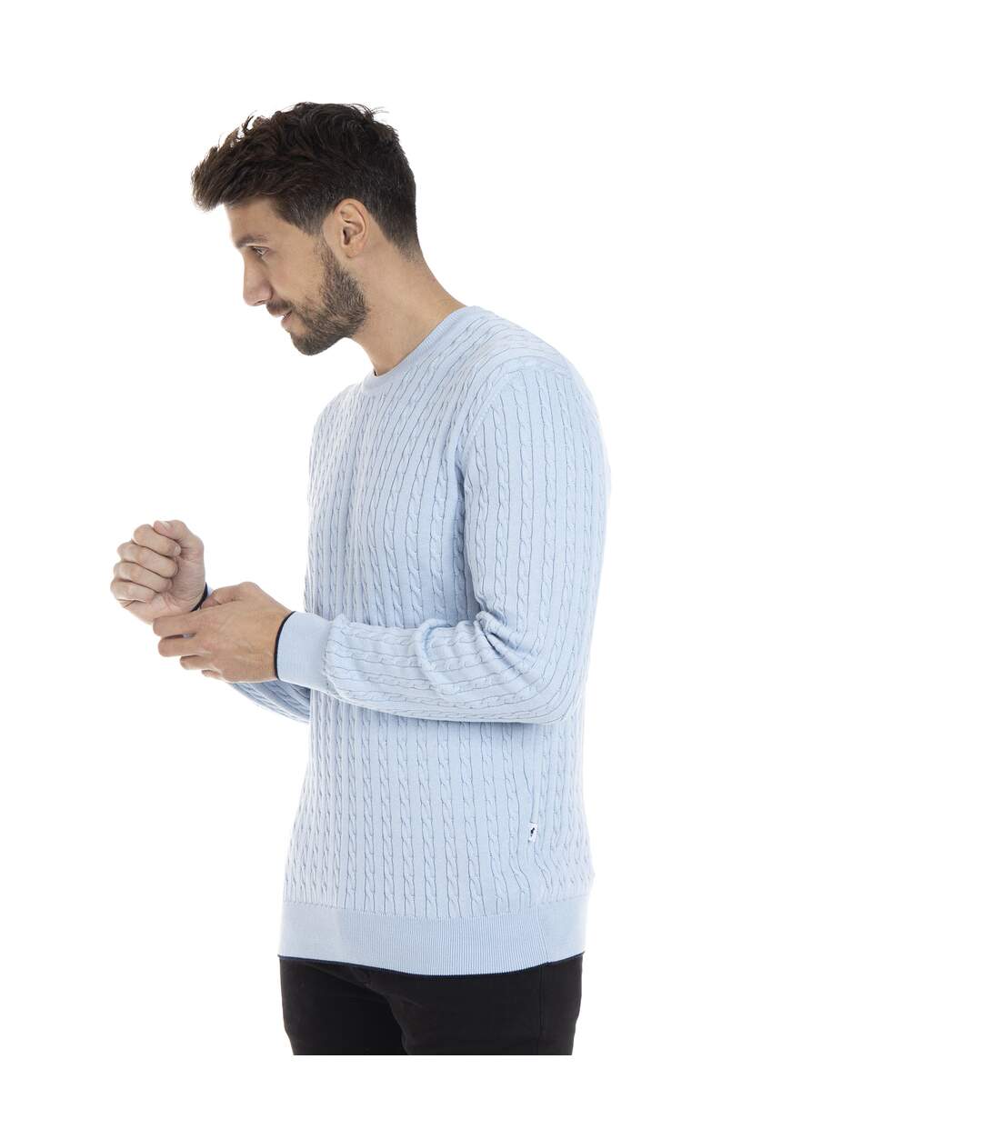 Pull manches longues col rond coton LEO