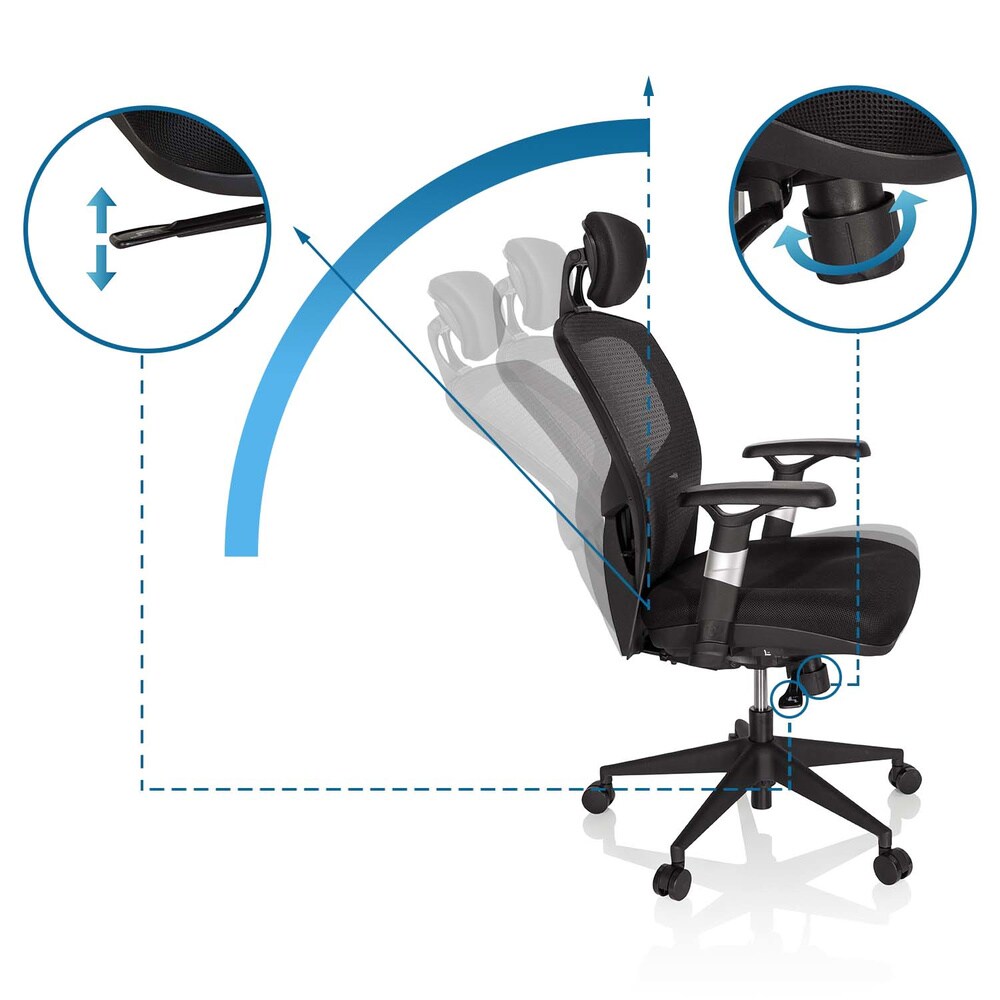 High End Bürostuhl VENUS BASE Stoff/Netzstoff mit Armlehnen hjh OFFICE