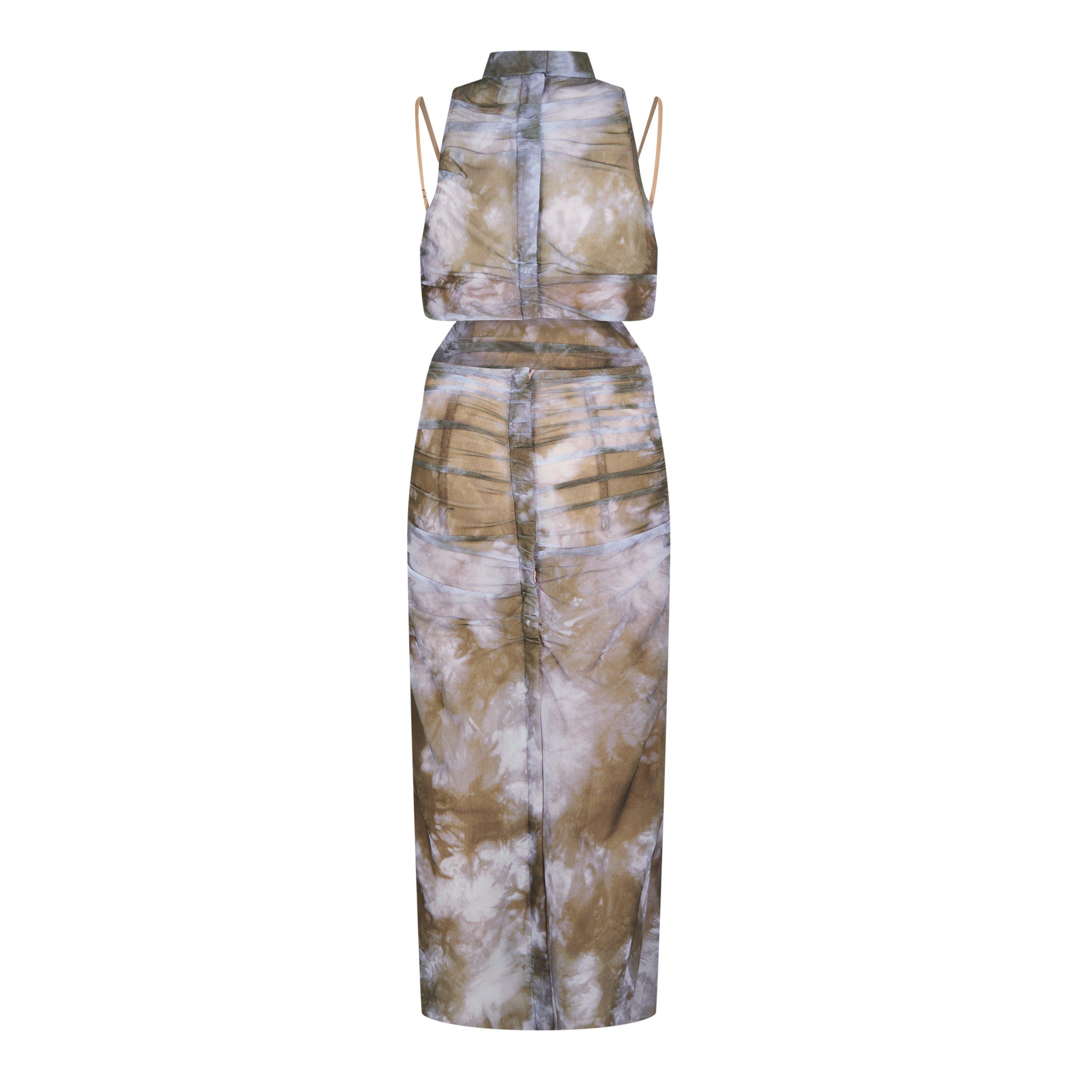 Off White Screen Printed Bodycon Dress