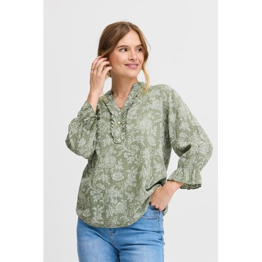 Sorbet Blomsterprint Bluse, Sea Spray, XL