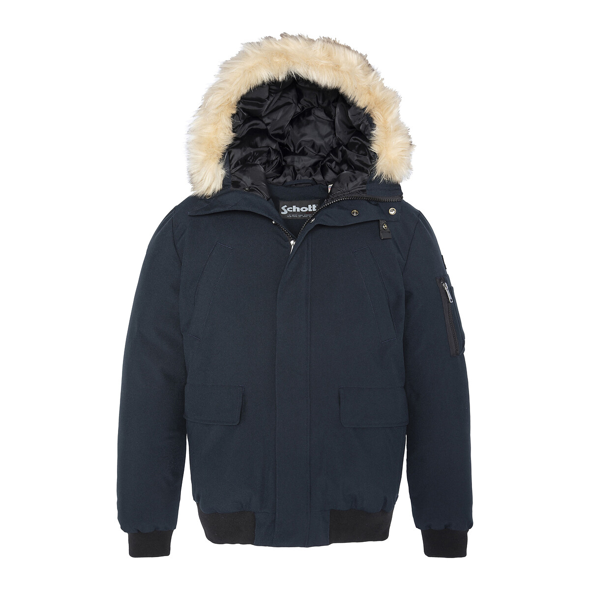 SCHOTT<br>Jaqueta bomber quente com zíper e capuz Keyburn
