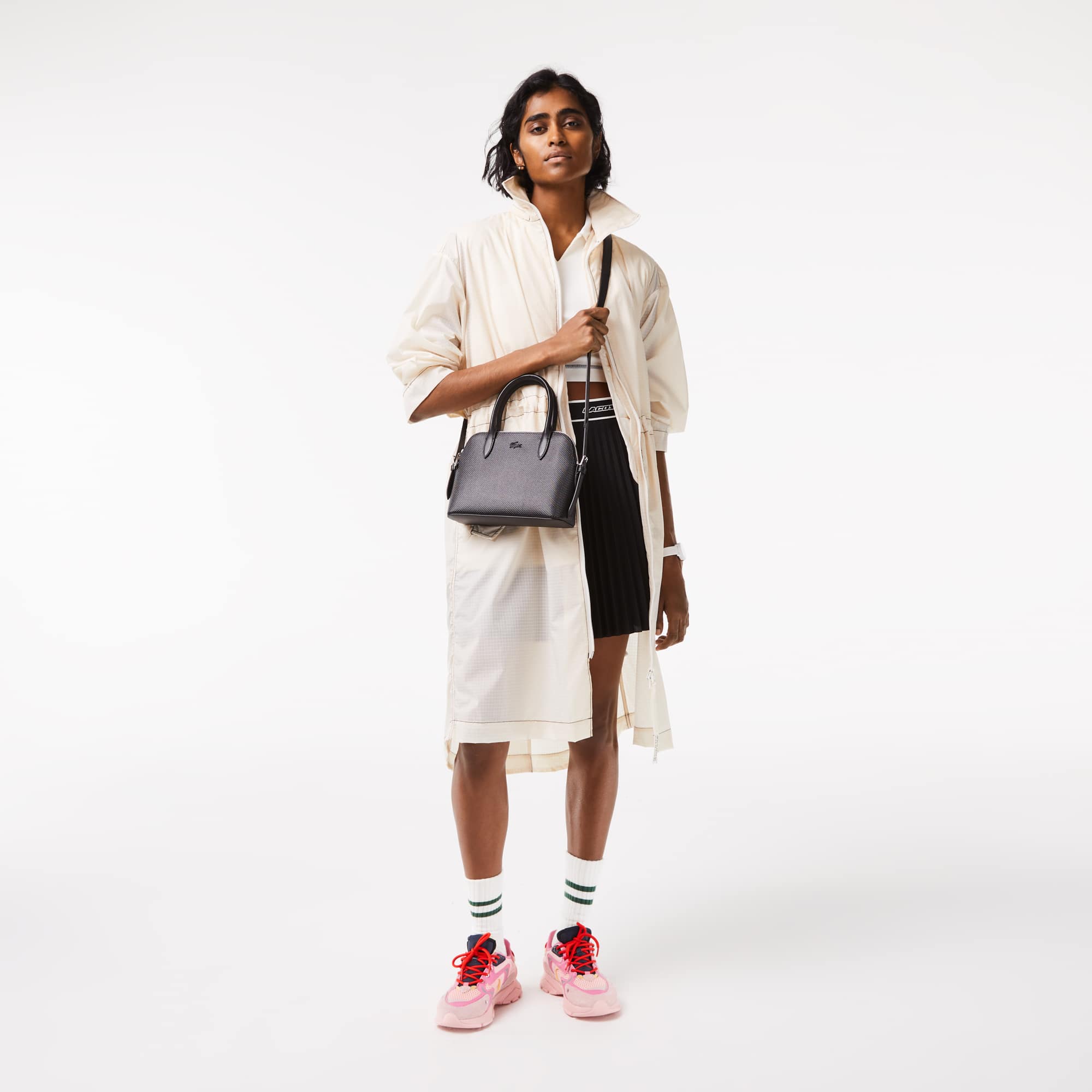 Sac bugatti à bandoulière amovible Chantaco en cuir piqué Sacs à main & Cabas - Noir - Lacoste - Femme