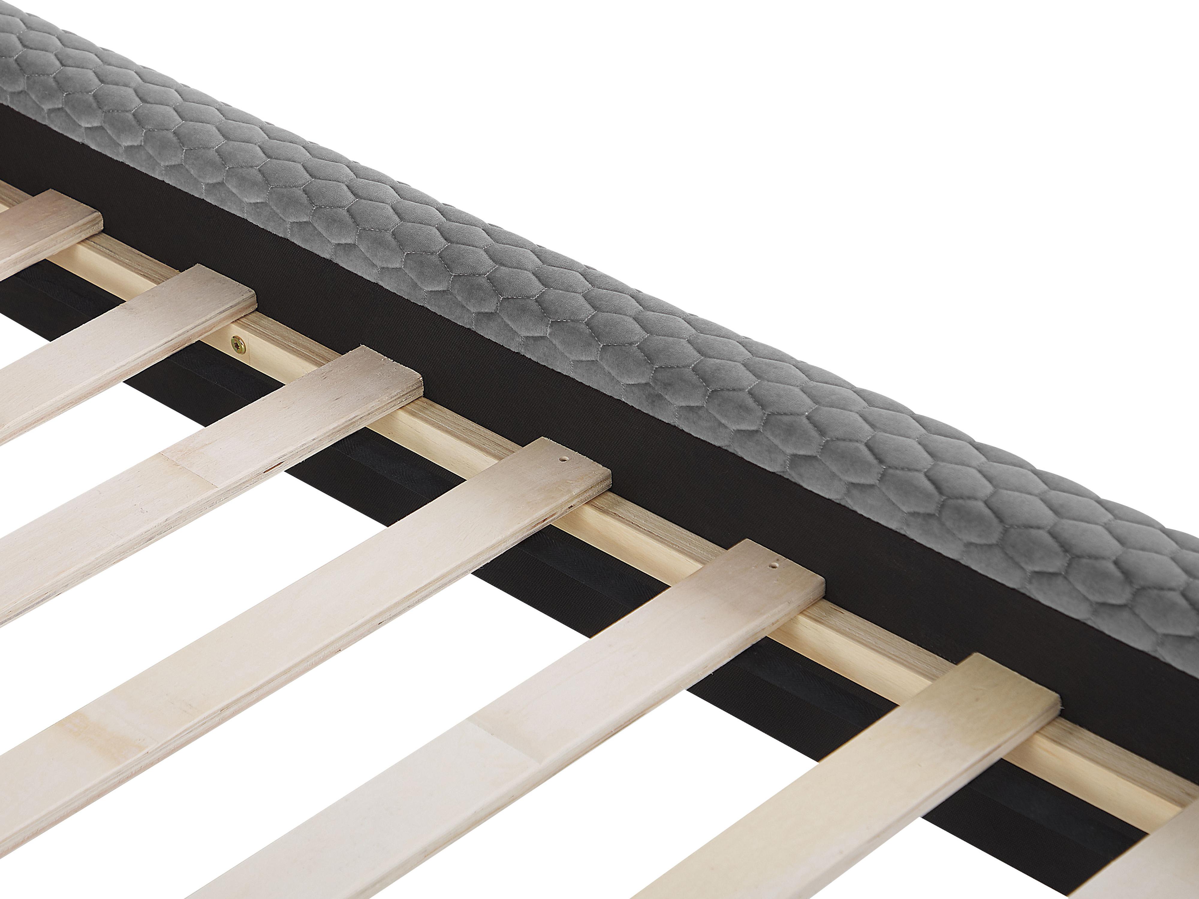 Bed Fluweel BAYONNE 140 x 200 cm Lichtgrijs