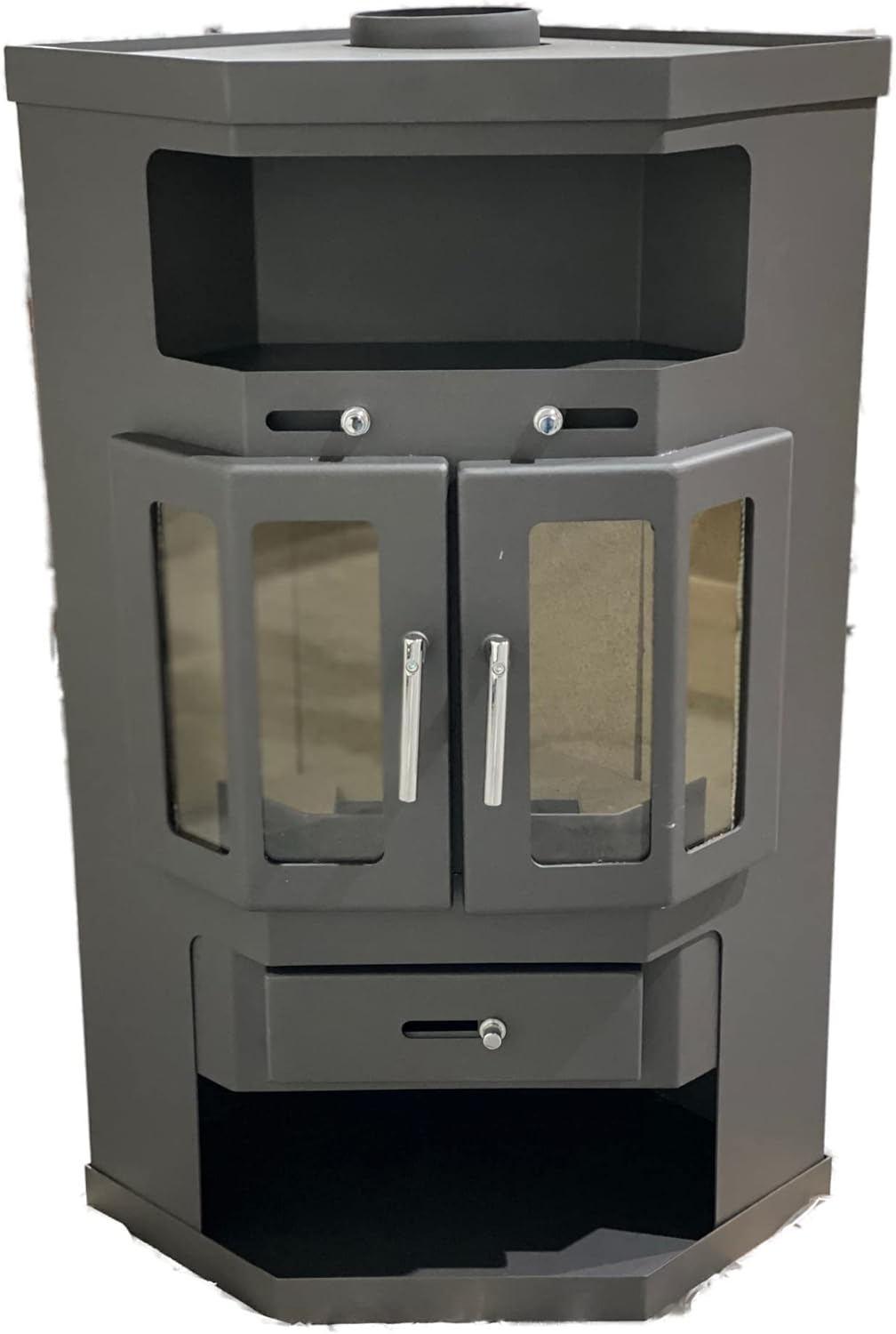 VICTORIA-05 Eck-Kaminofen Victoria 05 Panama 2, 9.0 kW, Grau, Holz, Kaminofen, 650 x 523 x 986 mm (B x T x H), 74 kg