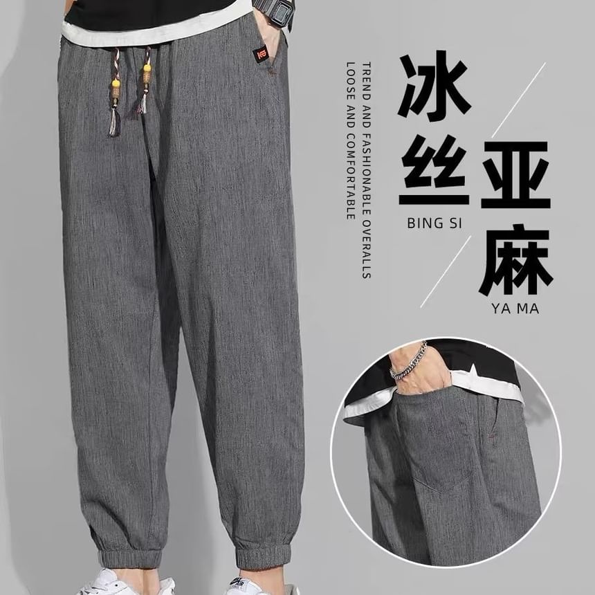 Blueforce - Effen cropped baggy broek met trekkoord in de taille