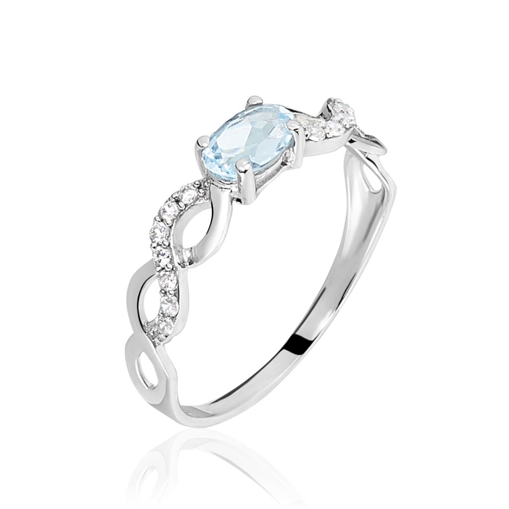 Bague Iliona Or Blanc Topaze Et Oxyde De Zirconium
