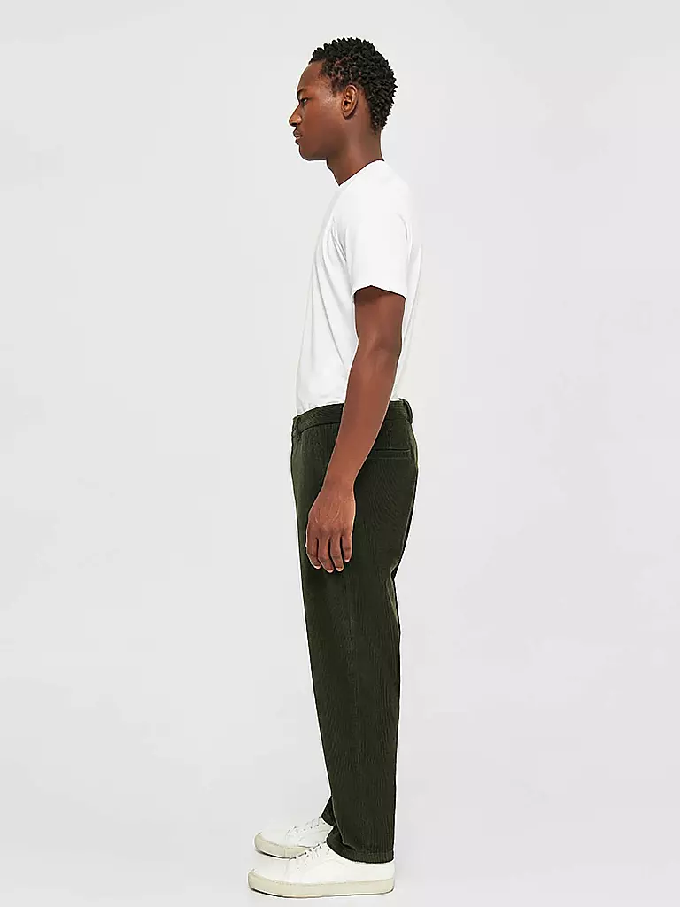 KNOWLEDGE COTTON APPAREL Cordhose Straight Fit CHUCK grün