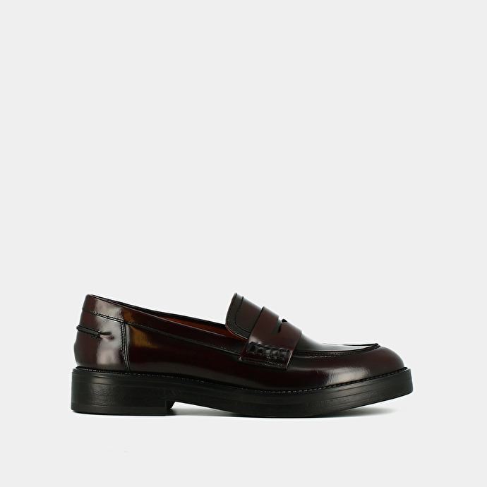 Mocassins  en cuir glacé bordeaux