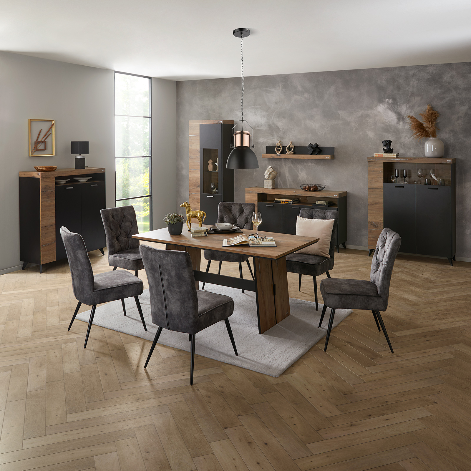 Wandboard - Flagstaff Oak - anthrazit - 120 cm