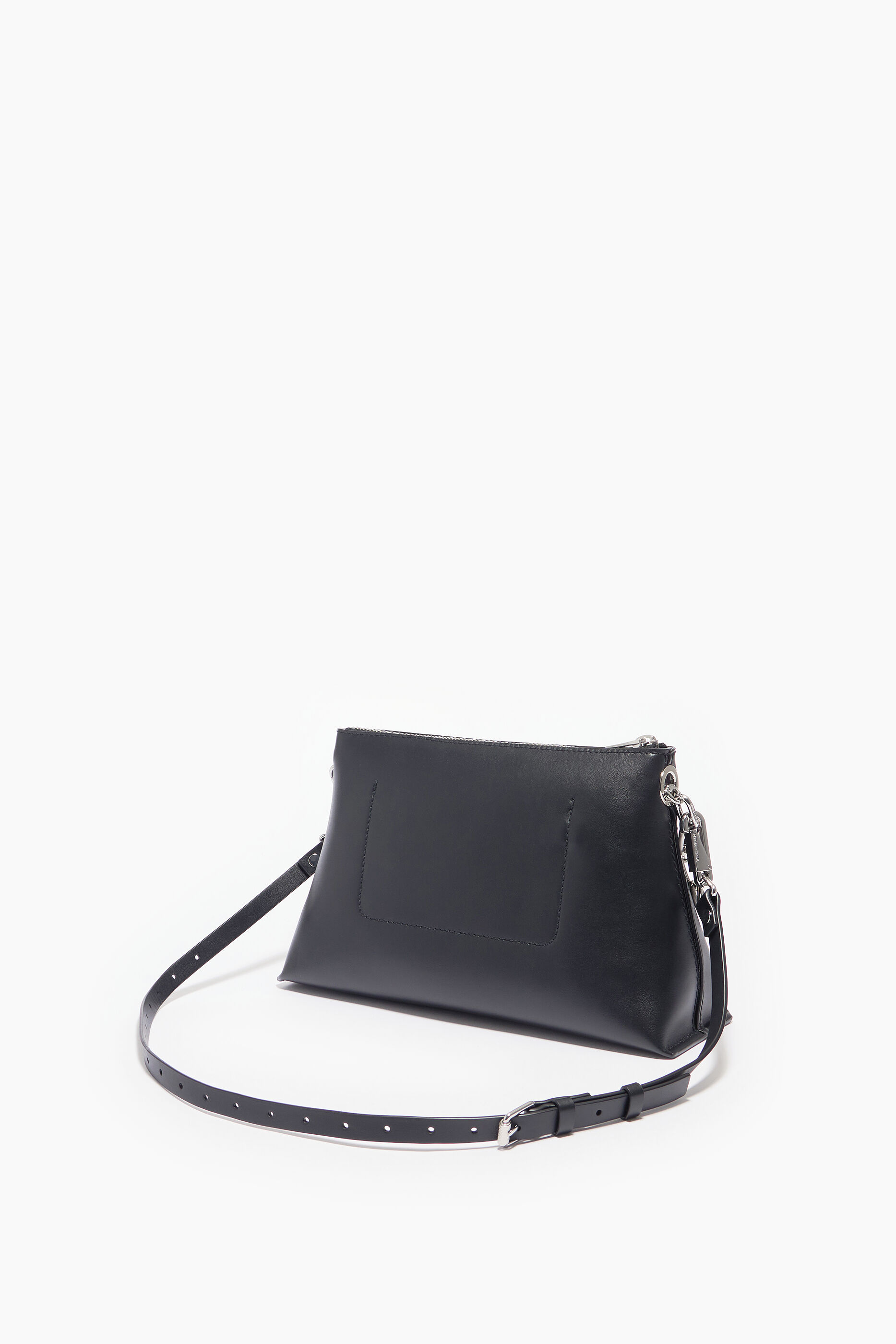 Bolsa trapezoidal M em couro preto
