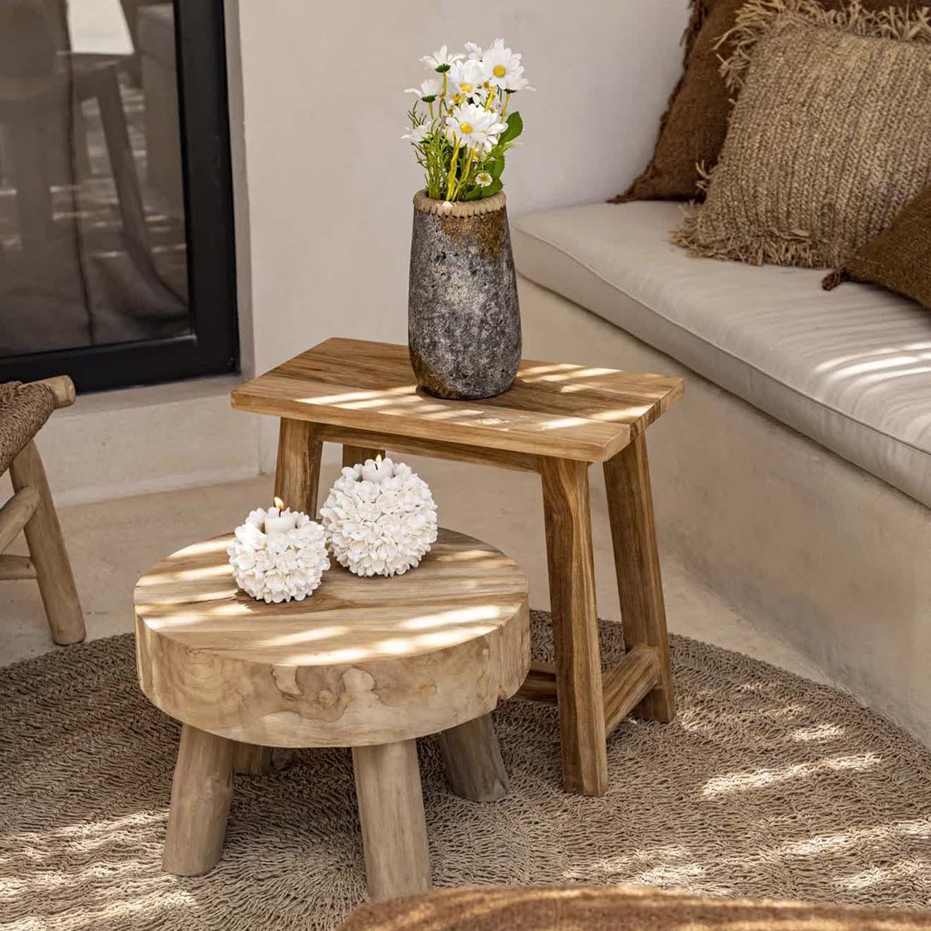 Bazar Bizar Table d'Appoint Rodhes naturelle - 45x45x30 cm