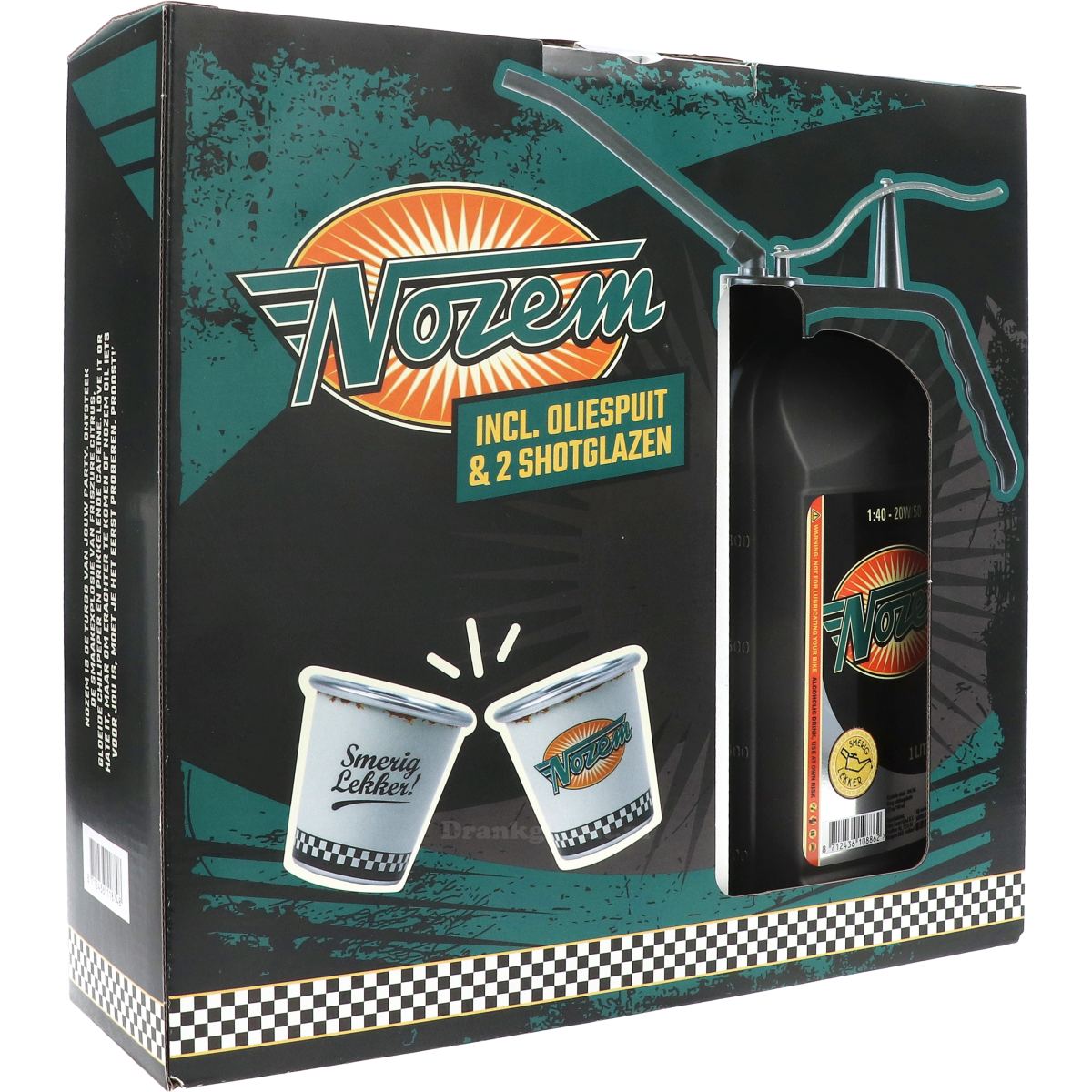 Nozem met Oliespuit en Shotglazen Cadeaupakket 100 cl