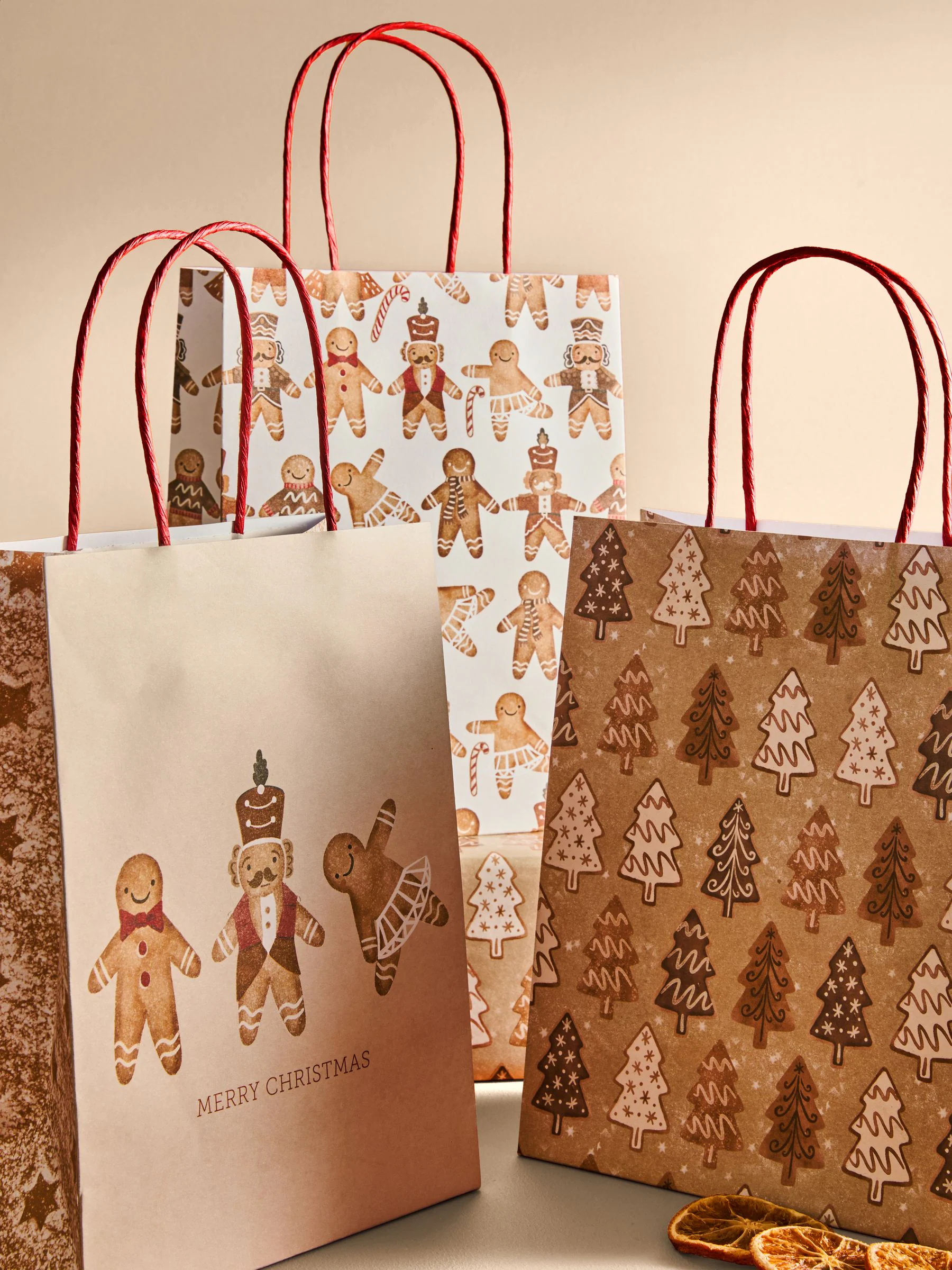 Cadeautassen met kerstmis-print