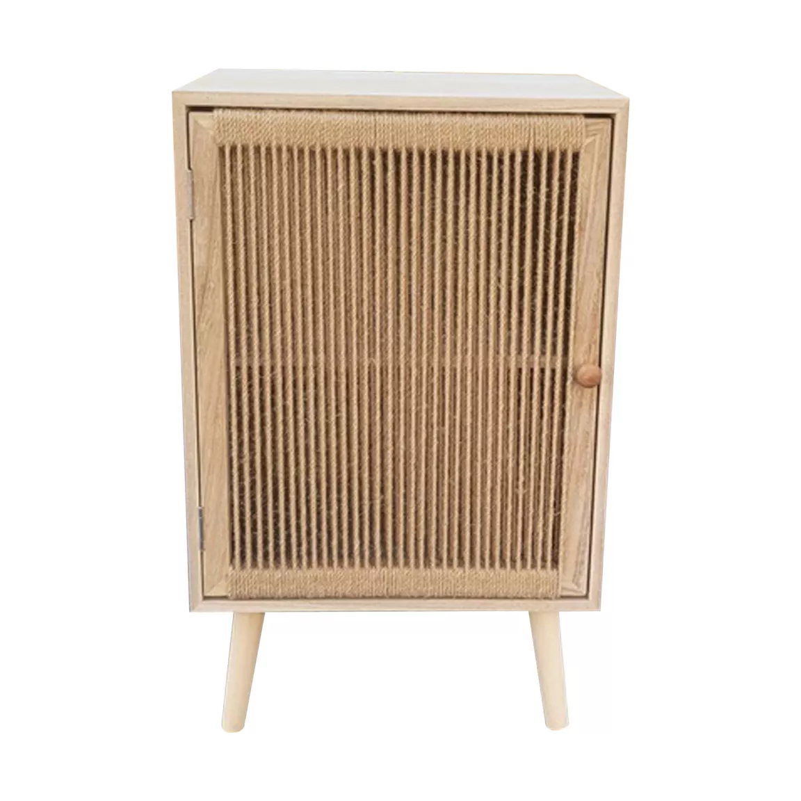 Table d'appoint bois et corde de chanvre (H65 cm) Manille Beige