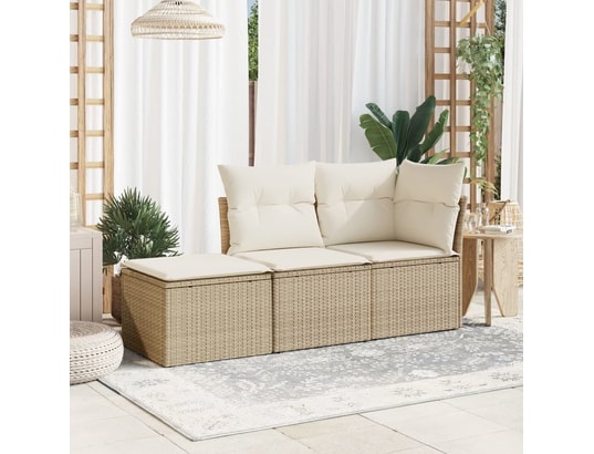 VIDAXL - Pouf Tabouret de jardin avec coussin beige 55x55x37cm résine tres...