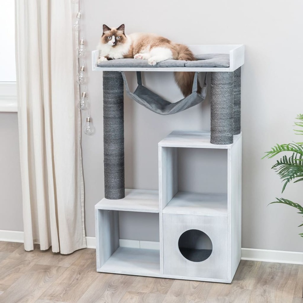 Griffoir pour chat avec fonction d'étagère 72x38x110 cm gris
