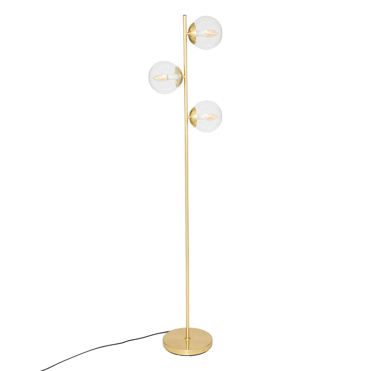 LAMPADAIRE DROIT VERRE COL DORE H.162CM