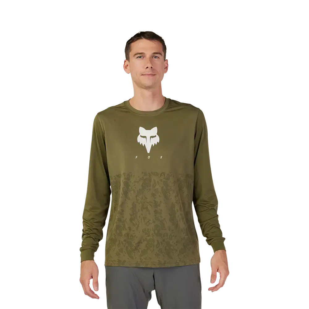 Fox Ranger Tru Dri MTB Fietsshirt Lange Mouwen Olijfgroen Heren