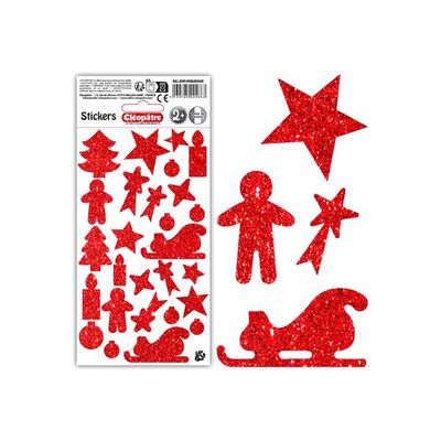 Cléopâtre - Jeu d'adhésifs de décoration - 27 pièces - noël - 10 - 40 mm - rouge - non permanent