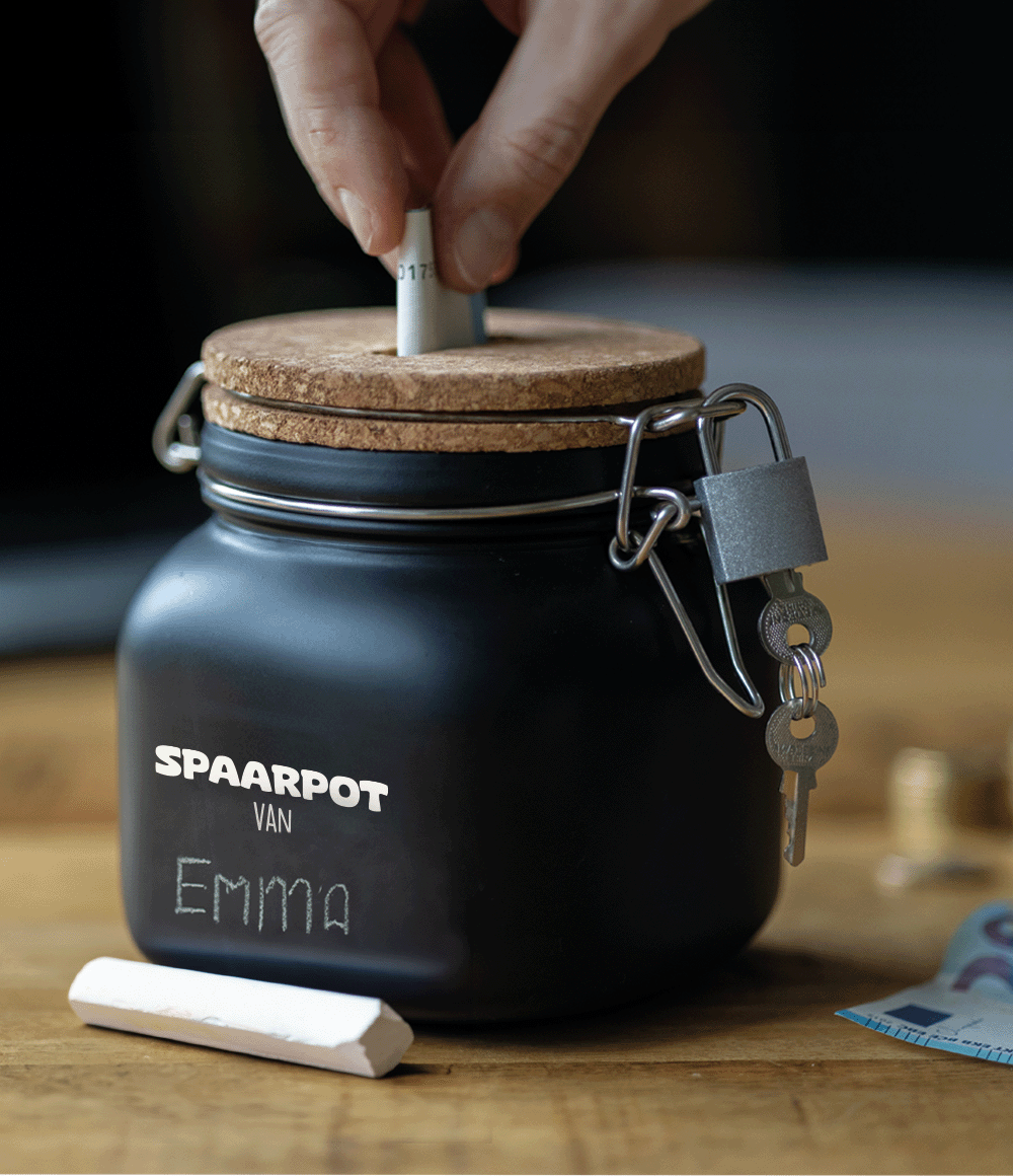 Zwarte Spaarpot Spaarpot Met Naam 12,5cm