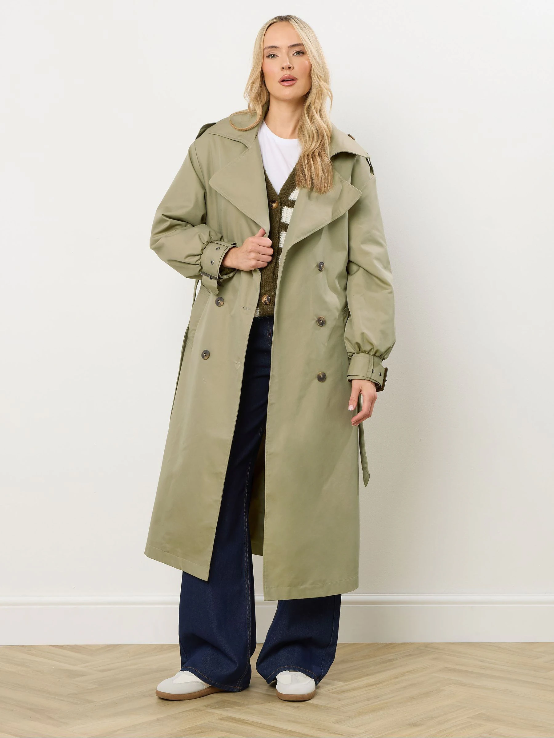 Long Tall Sally Balloon Sleeve Trench Coat