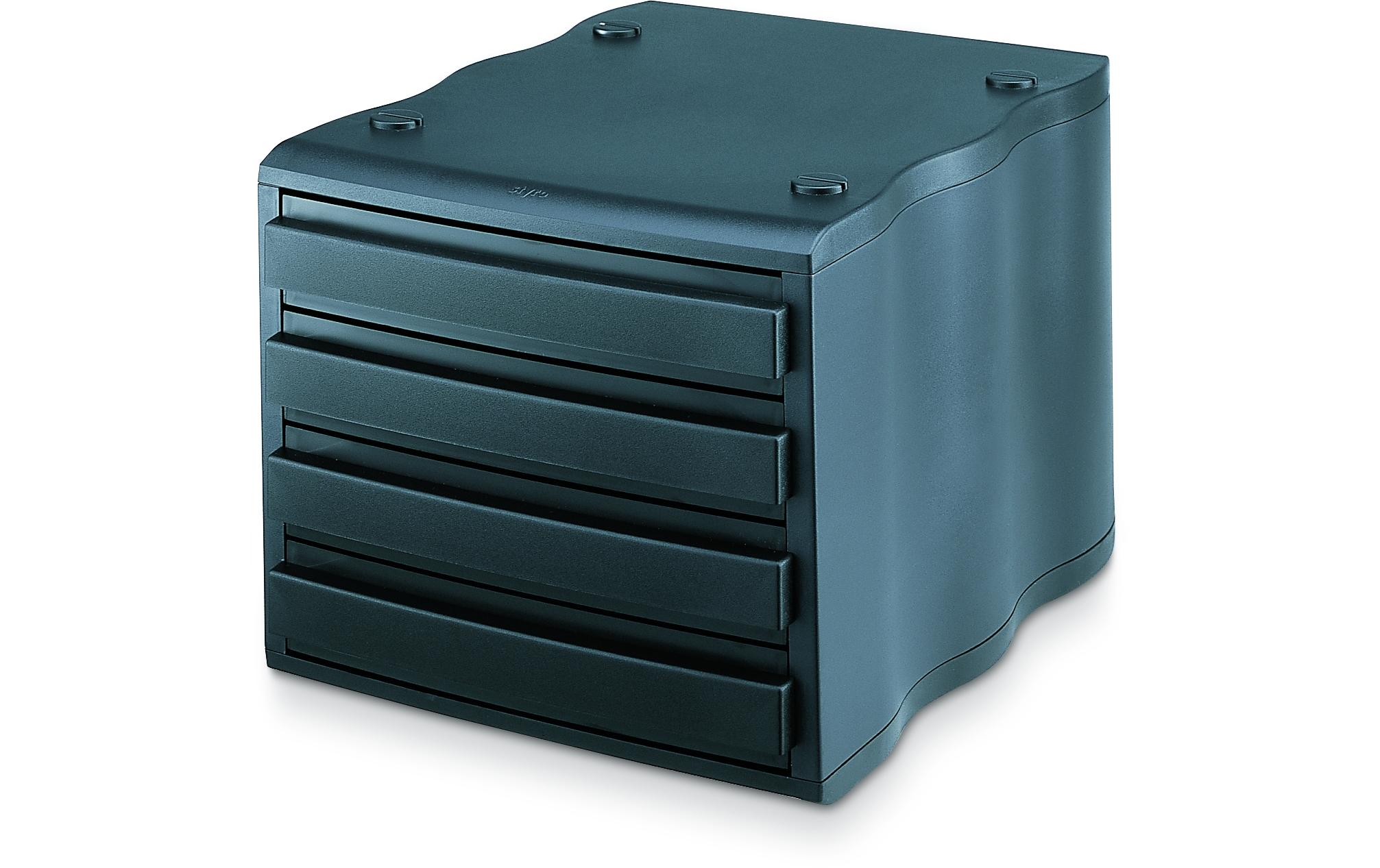 Schubladenbox Styrowave 4 Schubladen, SchwarzGehäuse mit Schubladen-Elementen