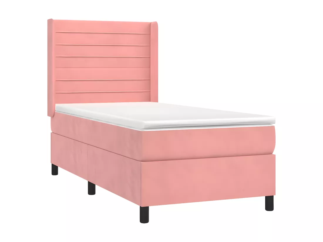 Sommier tapissier avec matelas et LED Rose 90x190 cm Velours