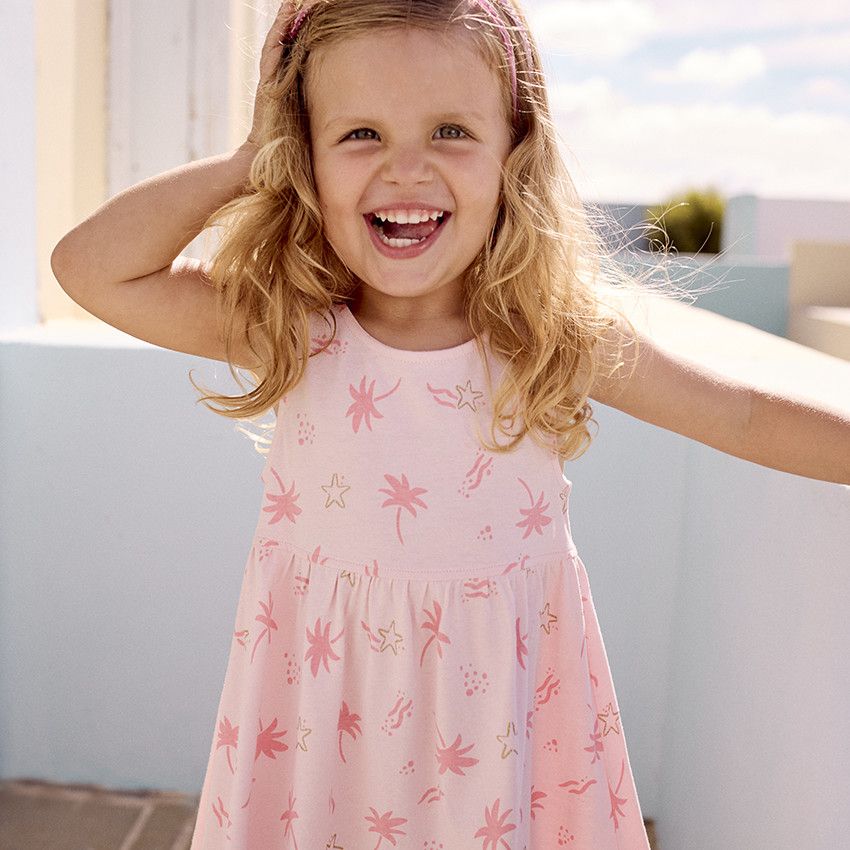 Robe sans manches imprimé fantaisie pour bébé fille - Rose