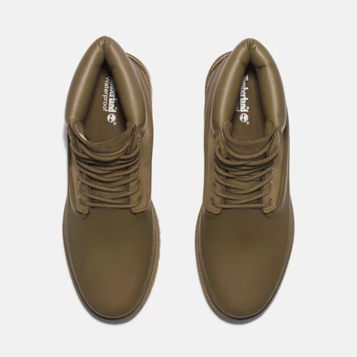 Bota Timberland Heritage de 6 polegadas com biqueira de borracha para homem, na cor verde.