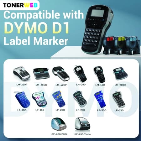 DYMO Tape 45013  D1 Sort På Hvit 12mm X 7m  S0720530 - Erstatter 45013 (1 stk.)