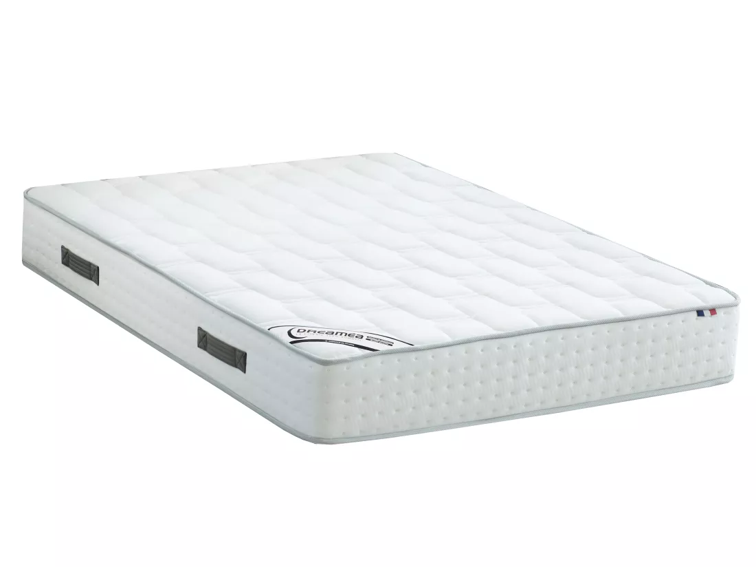Ensemble 160 x 200 cm sommier coffre naturel clair + matelas hybride ressorts ensachés 7 zones mousse à mémoire de forme ép.25cm - IONIA de YSMÉE