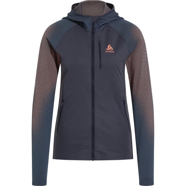 Veste polaire randonnée ODLO X-ALP PK WINDPROOF MID LAYER FULL ZIP W INDIA INK/LIVE WIRE