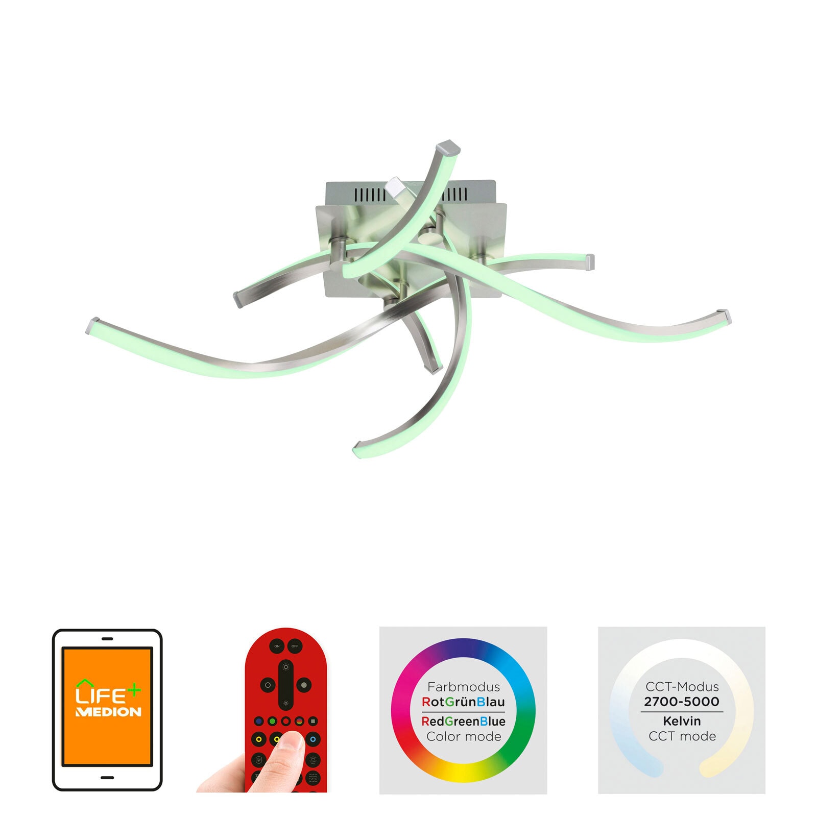 LOLA-Smart Deckenleuchte Swing Alu
