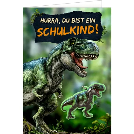 Coppenrath Verlag Grußkarte m. Anh.- Hurra, du bist ein Schulkind! (T-Rex W.)