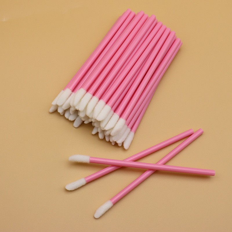 (50er Set) Einweg Lippenpinsel Kosmetik Lidschatten Applikator  - Rosa