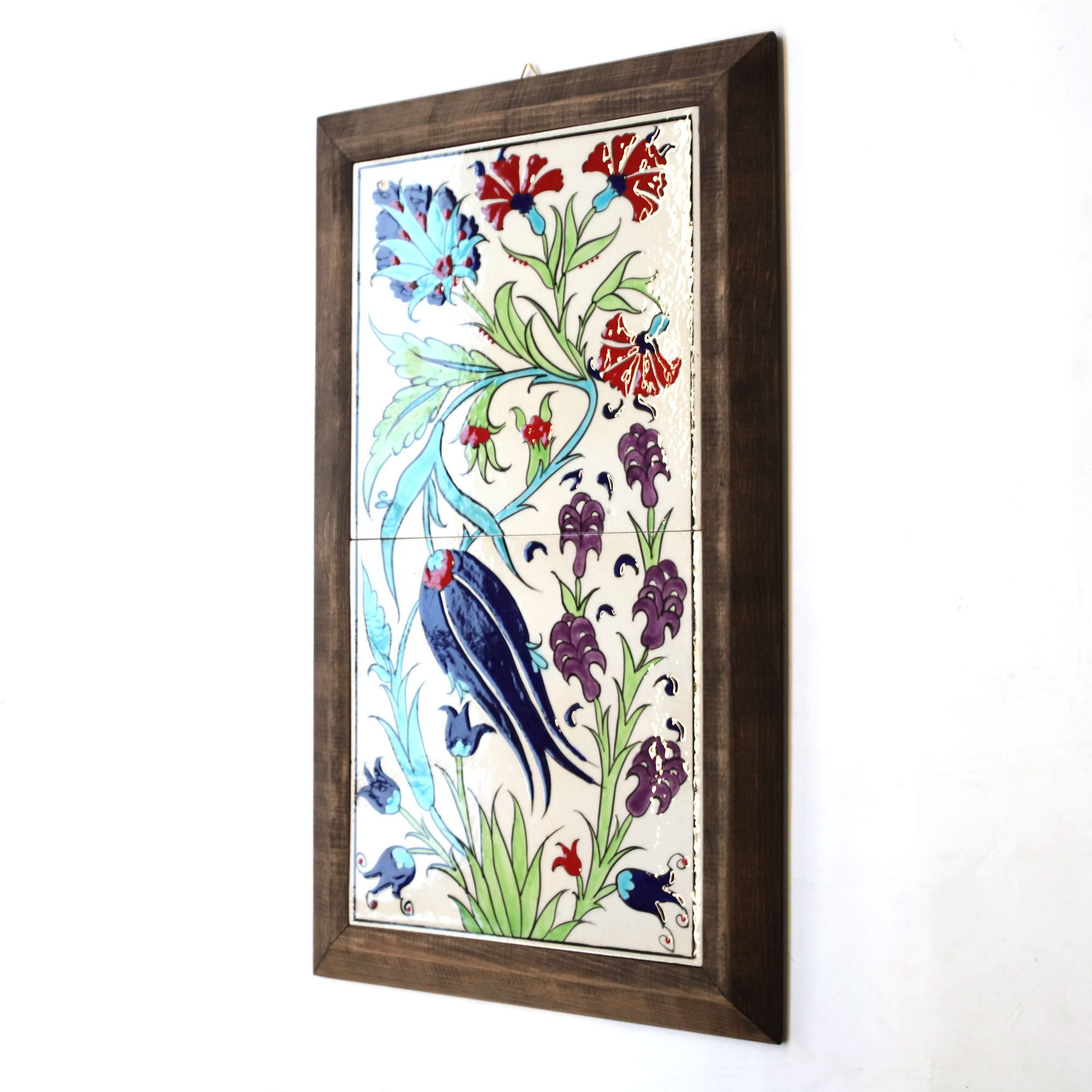 Keramik-Wandbild 'Blumen' im Rahmen, H 40 cm, B 20 cm von fischer's lagerhaus