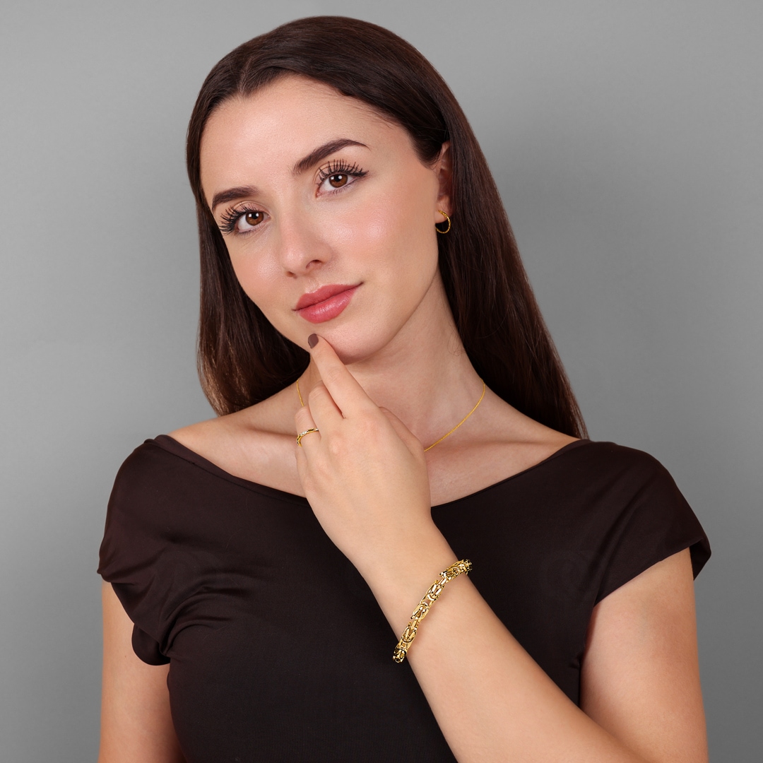 7.0mm Königsarmband klassisch 750/18 K Gelbgold halbmassiv