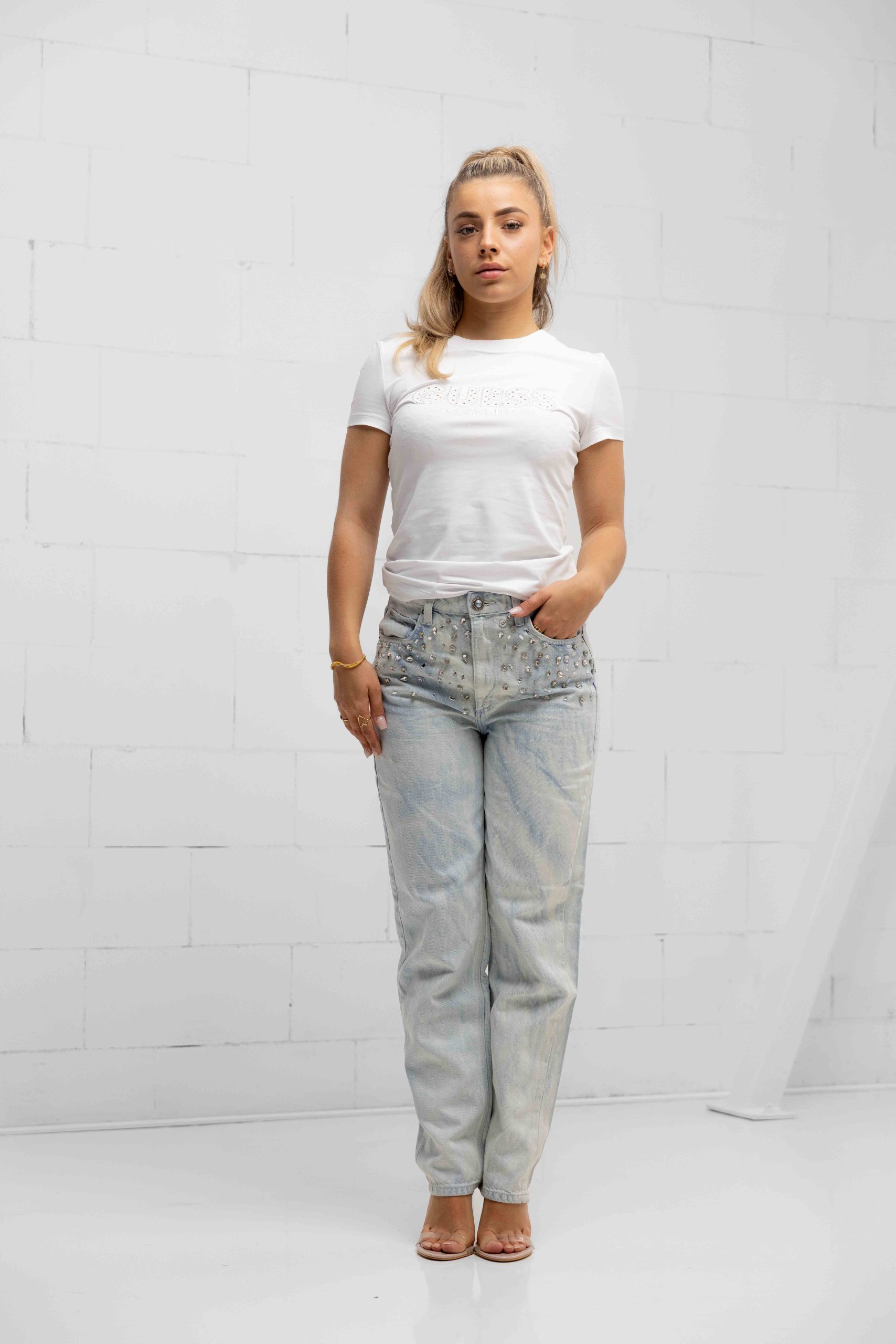 Guess Sangallo T-Shirt Dames Wit