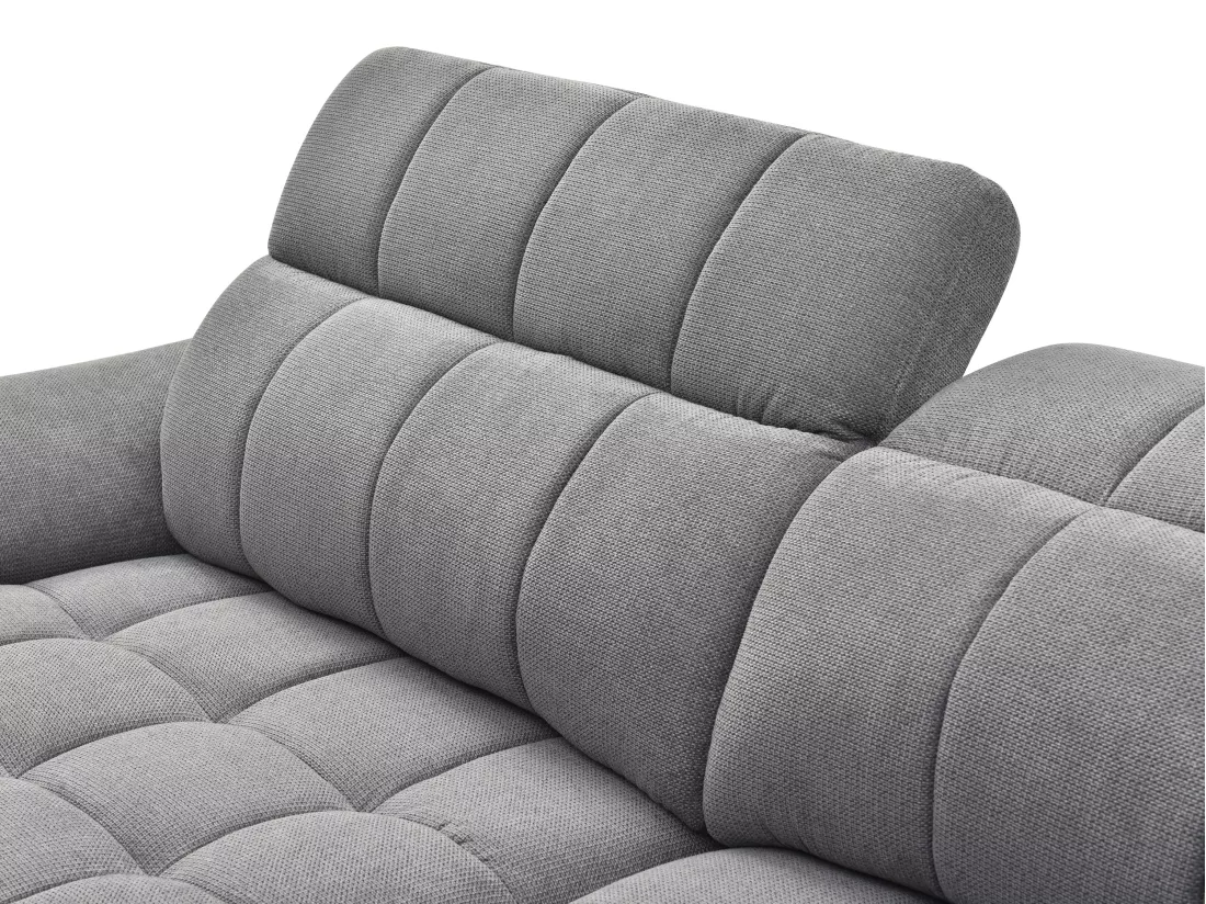 Canapé d'angle gauche relax électrique en tissu texturé gris CELTIMO
