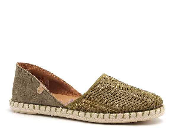 Verbenas ballerines femme carmen tresse kaki