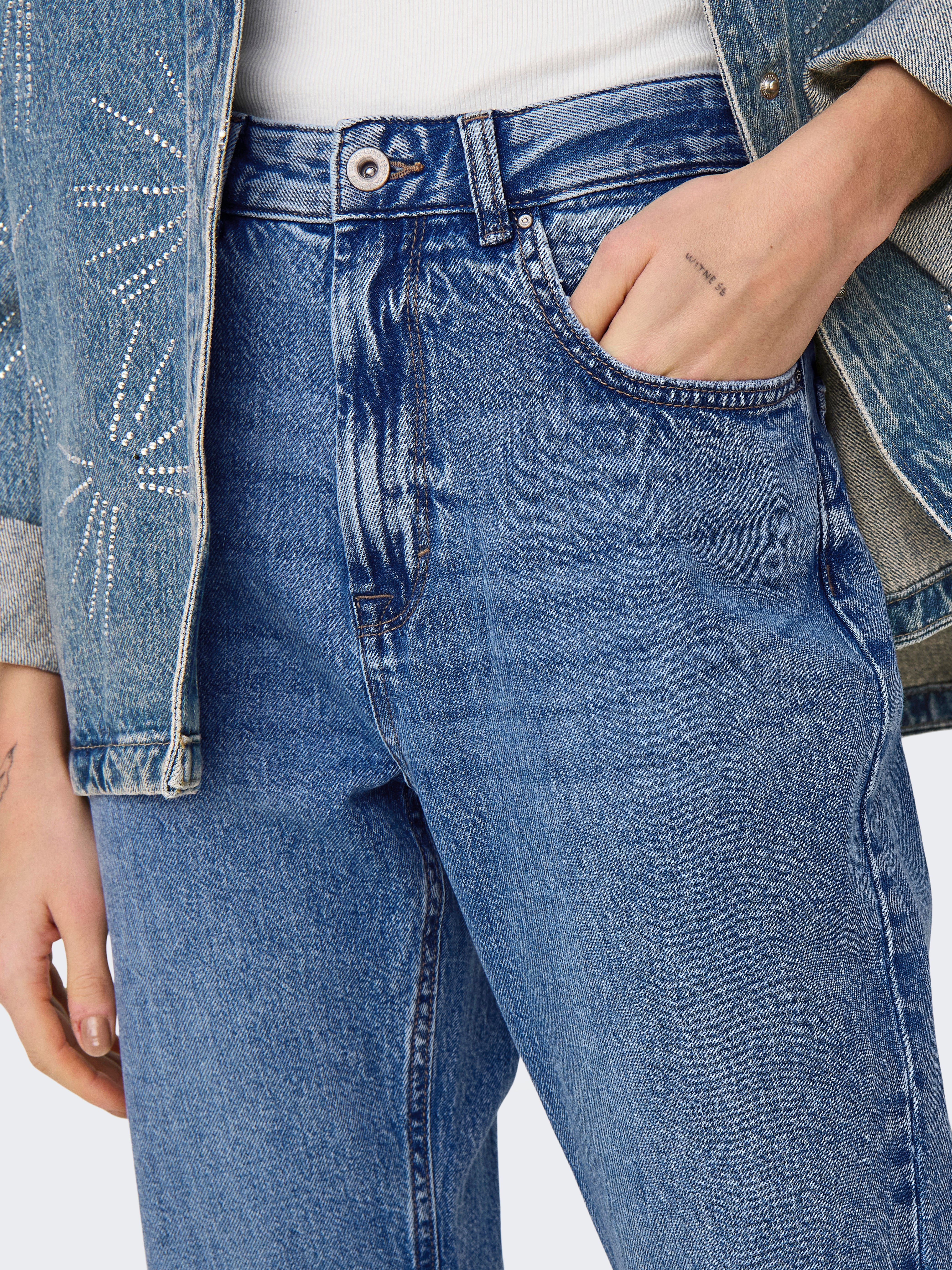 ONLBILLIE Hohe Taille Gerade geschnitten Jeans Medium Blue Denim
