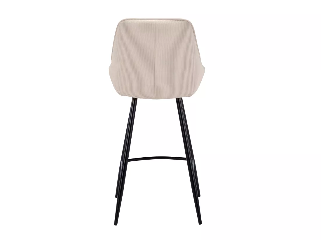 Lot de 2 tabourets de bar en velours côtelé et métal noir - Crème - MASURIE