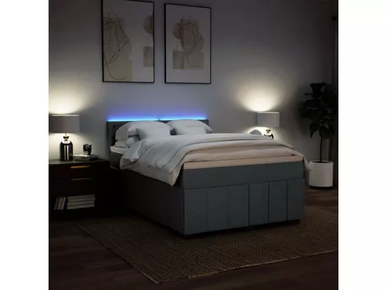 Sommier à lattes de lit avec matelas Gris foncé 160x200cm Tissu