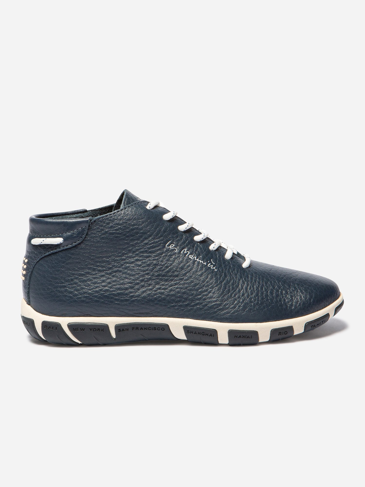 Tennis Montantes Femme Confort Cuir Marine