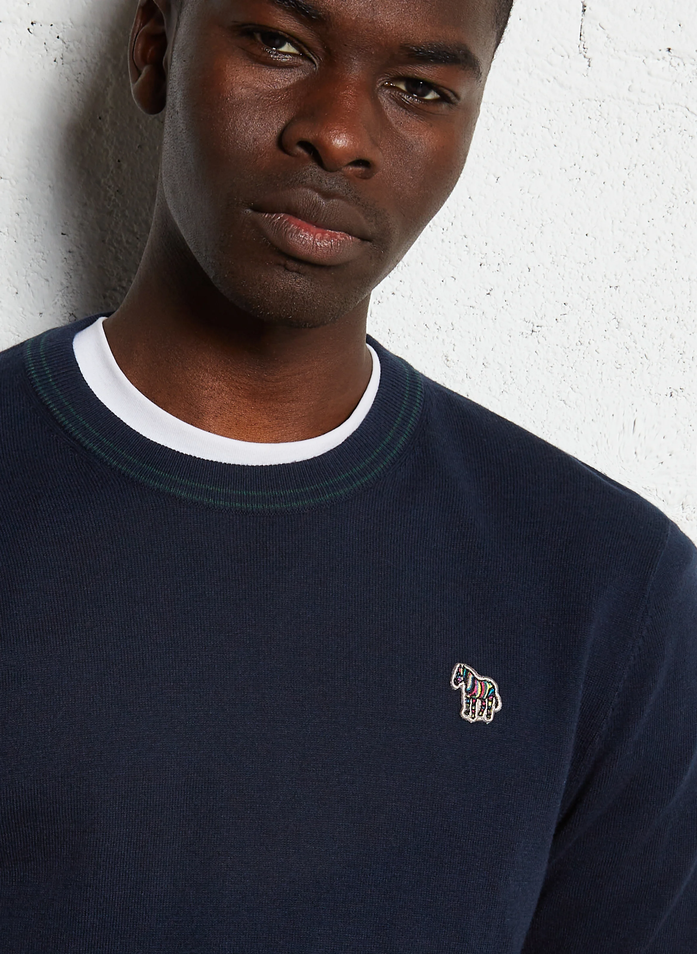 Pull col rond en coton mélangé | Bleu