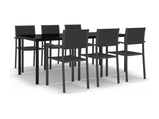 Ensemble à manger de jardin 7 pcs Noir