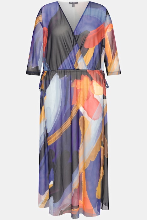 Midikleid, doppellagig, V-Ausschnitt, 3/4-Arm